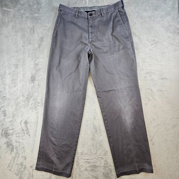 Haggar Clothing Khaki Pants Men's 34 Gray Classic Fit No Iron Workwear Office‎ - Picture 1 of 9